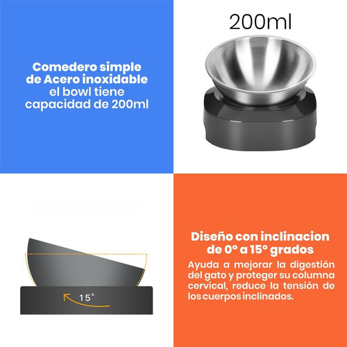 Imagen 3 de 10 de Comedero Bebedero Gatos Perros Elevado Acero Inoxidables New