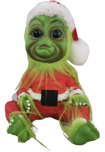 Muñeca De Grinch Peluda Verde Para Niños, Bonito Disfraz De