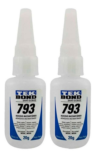 Imagem 1 de 6 de 2 Adesivo Cola Istantanea Tek Bond 793 20g Antientupimento