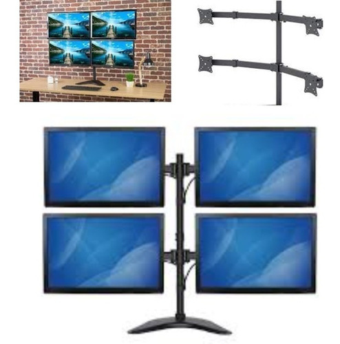 Suporte Para 4 Monitores Articulado 4 Monitores E Tv De Mesa