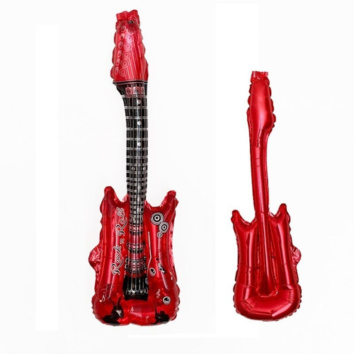 Imagen 5 de 5 de Pack 4 Globos Metalizados Guitarras Fiesta Cumpleaños