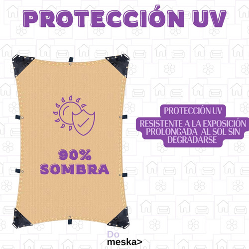 Malla Sombra Reforzada Beige 4x6 M Protección 90% Inmatmex