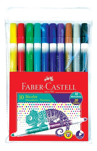 Marcadores Faber Castell Bicolor X 10 = 20 Colores