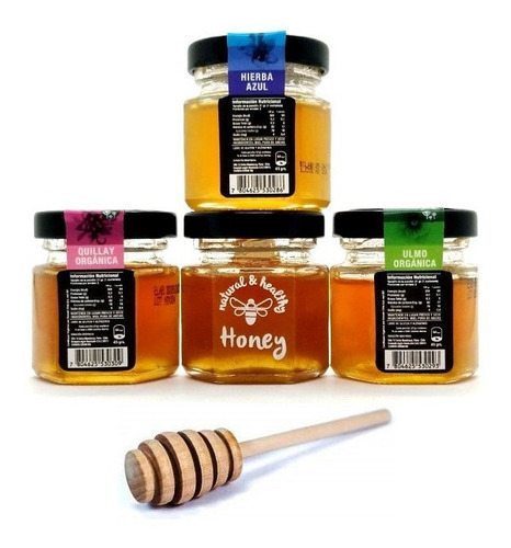 Imagen 2 de 9 de Miel Premium 4 Pack (180g) - Montaña, Ulmo, Quillay, H. Azul