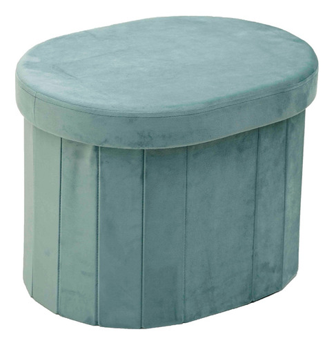 Puff Ovalado Estructura Reforzada De Madera, Metal Plegable Color Verde claro