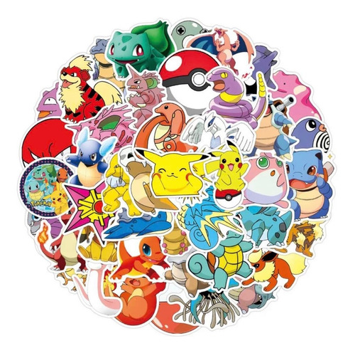 Set 50 Stickers Anime Pokemon Pikachu Pegatinas Calcomanias