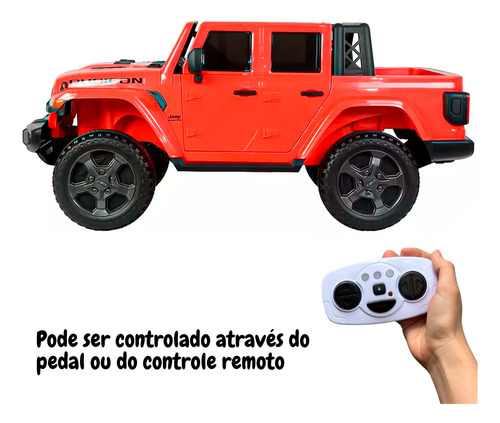 Mini Carro Elétrico 4x4 Jeep Gladiator Rubicon Vermelha 12v