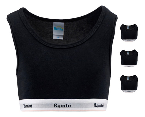 3 Pzs Corpiño Bambi Top Deportivo Niña Ropa Interior Comoda