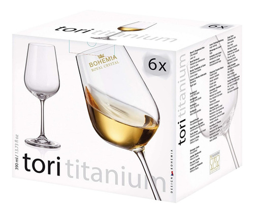 Imagen 2 de 4 de Copa De Vino Blanco 390ml Set X6 Tori Titanium Bohemia