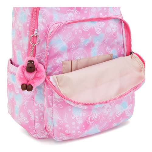 Mochila Kipling Modelo Seoul Color Garden Clouds 100% Color Rosa Chicle Diseño De La Tela Liso