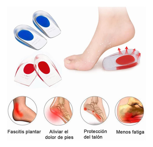 Imagen 2 de 10 de 2 Pares Plantillas Ortopedicas Taloneras Silicona Fascitis