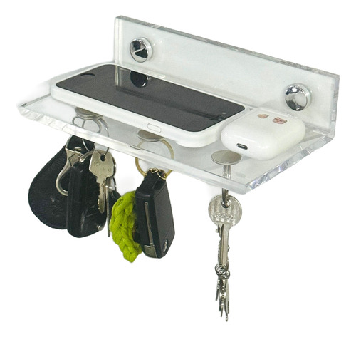 Porta Chave De Parede Organizador Com Prateleira De Acrilico Cor Cristal