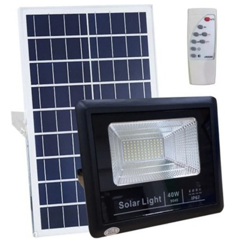 Foco Solar 40w + Panel Solar + Control