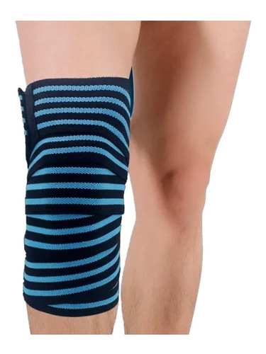 Imagen 2 de 7 de Vendas Para Potencia Rodillera Gym Pesas Sentadilla Azul