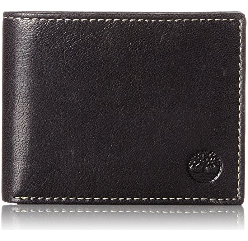 Timberland Leather Passcase Trifold Wallet Hybrid, Negro (hu