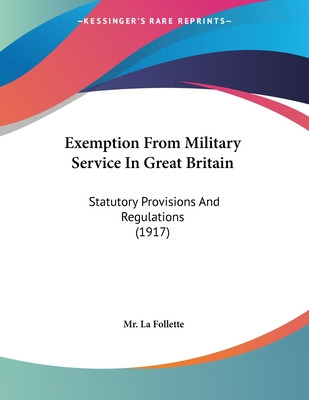 Libro Exemption From Military Service In Great Britain: S...