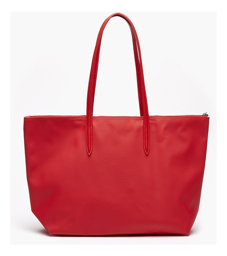 Bolso Tote Lacoste L.12.12 Concept Con Cierre Para Mujer Acabado de los herrajes Metal Color Rojo Color de la correa de hombro Rojo Diseño de la tela Liso