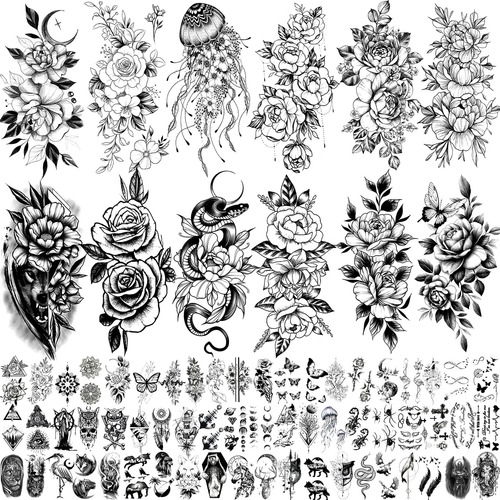 Tatuajes Temporales 3d Flores 72 Hojas Para Mujeres Color Nombre Del Diseño