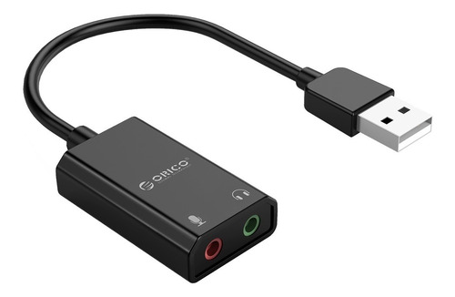Placa de som USB de áudio externo Orico Skt2 de 3,5 mm, cor preta