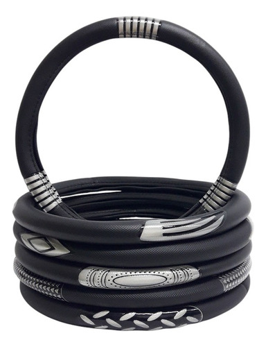 Cubre Volante Desing Reflex Plateado 38cm -estilo Y Diseño- Negro