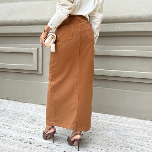 Conjunto Saia Longa Fenda Frontal E Camisa Social Feminina