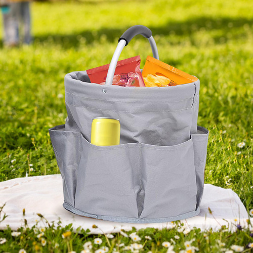 Cesta De Picnic De Gran Capacidad Bolsa De Aseo Para Gris