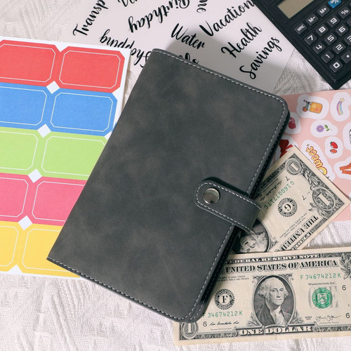 Planejador De Orçamento A6 Ring Binder Com Bolsos E Envelope