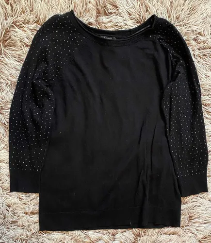 Blusa Apt. 9 Negra Manga 3 4 Con Brillos Mujer Talla S
