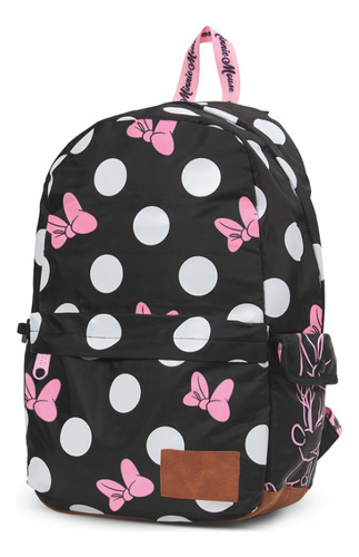 Mochila Escolar Mooving De Espalda Minnie Mouse Lunares Color Negro Diseño de la tela Textil