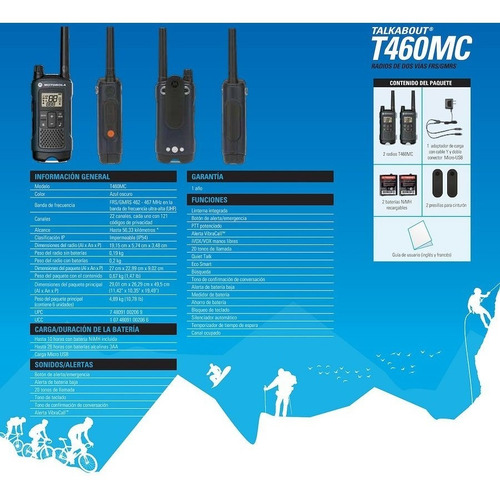 Imagen 4 de 6 de 4x Handy Motorola Walkie Talkie T460 Duo 56km Ivox/vox
