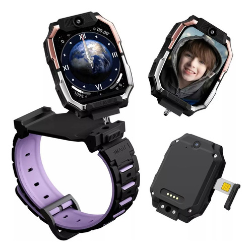 Smartwatch Niña Niño 4g 5g Sim Apps Whatsapp Camara Reloj Negro Rosa/lila