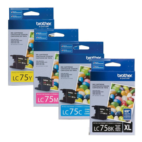 4 Tinta Brother Mfc-j6710dw Lc75bk + Lc75c + Lc75m + Lc75y