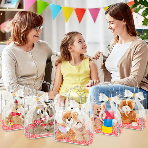 Bolsas Con Manijas Y Broche Pvc Transparente 20x20x8cm 24u