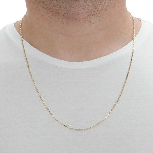 Colar Masculino Tijolinho 1mm Fino 60cm Banhado À Ouro C22 Cor Dourado