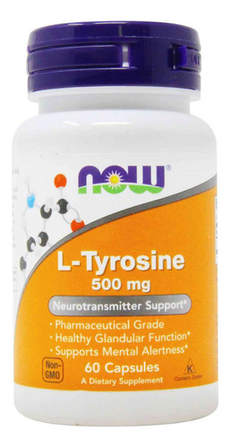 L Tyrosine, L Tirosina 500mg 60 Caps, Now,