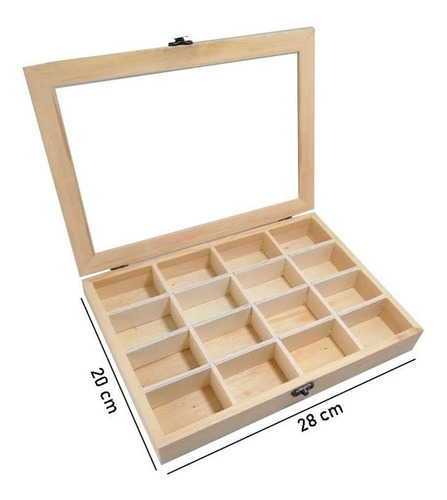 Imagen 2 de 3 de Caja Organizadora De Madera Con 16 Compartimientos