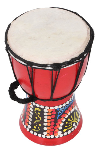 Tambor Africano De 4 Pulgadas, Color Rojo, Estampado Clásico