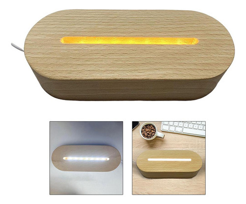 Luz De Noche Led Base De Madera Soporte De Exhibición Claro