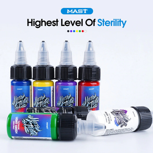 Imagen 2 de 3 de Set De Tintas 7 Colores Mast Tattoo Ink 1/2oz Profesional