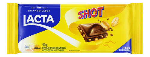 Chocolate ao Leite com Amendoim Shot Lacta  pacote 90 g