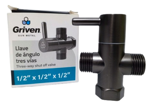 Llave De Arresto Tres Vías. Linea Gun Metal. Marca Griven