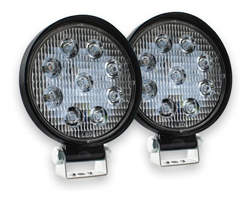 2 Faros 9 Led Redondos O Cuadrados Luz Fija Y Estrobo Bsp