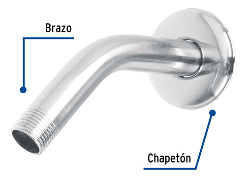Brazo Acero Cromado Y Chapetón Acero Inox Para Regadera