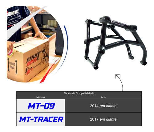 Stunt Race Mt-09 Tracer Protetor Gaiola Yamaha Preto Fosco