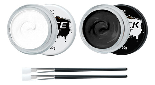 4 Pintura Corporal De Cara Blanca Y Negra Con 2 Pinceles
