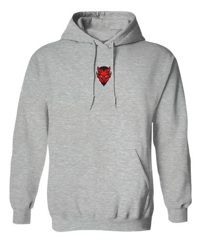 Sudadera Con Gorro Bordado Diablo Rostro Demonio Rojo Cuerno