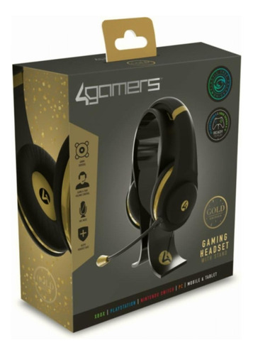Audífonos 4gamers Xp-gold Con Base 3.5mm Alámbricos Negros