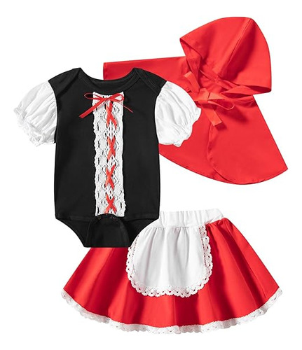 Baby Gilrs Falda Halloween Con Capucha Roja Con Capa