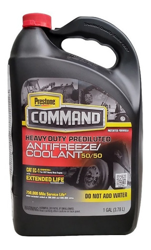 Anticongelante Rojo Prestone 50/50 Equipo Pesado Galon 3.78l