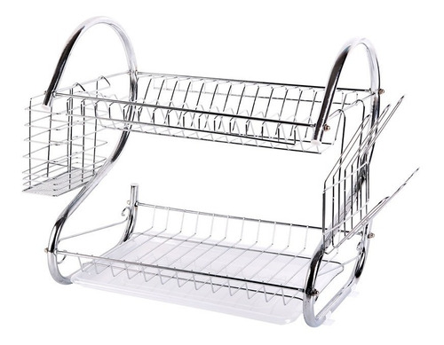 Imagen 2 de 6 de Secaplatos Escurridor 2 Niveles Cromado Cocina Mesada Full